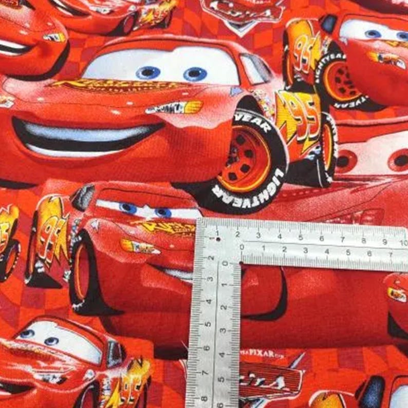 Disney Cars Pattern Disney Cars Fabric Lightening Mcqueen Fabric Pure Cotton Fabric by the ...