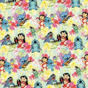 Lilo & Stitch Fabric Blue Koala Fabric Animation Fabric Cartoon Fabric Pure cotton Fabric by The Half Yard