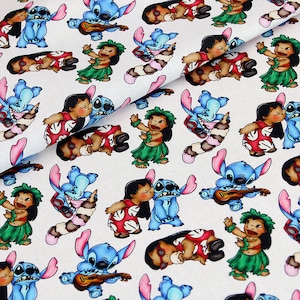 Lilo & Stitch Stoff Blauer Koala Stoff Trickfilm Cartoon Stoff Aus 100% Baumwolle