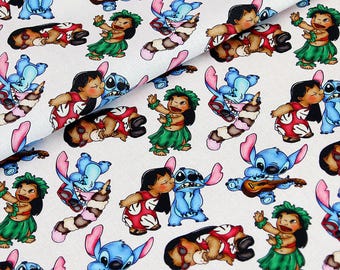 Lilo & Stitch Fabric Blue Koala Fabric Animation Fabric Cartoon Fabric Pure cotton Fabric by The Half Yard