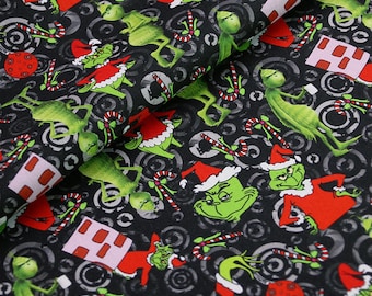 Christmas The Grinch Fabric Cartoon Fabric Pure cotton Fabric by The Half Yard