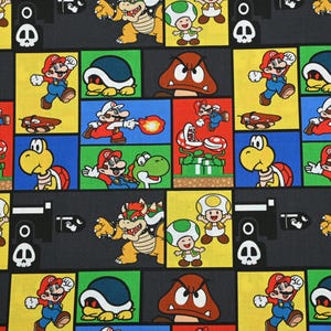 Nintendo Super Mario Fabric Cartoon Fabric Pure cotton Fabric by The Half Yard