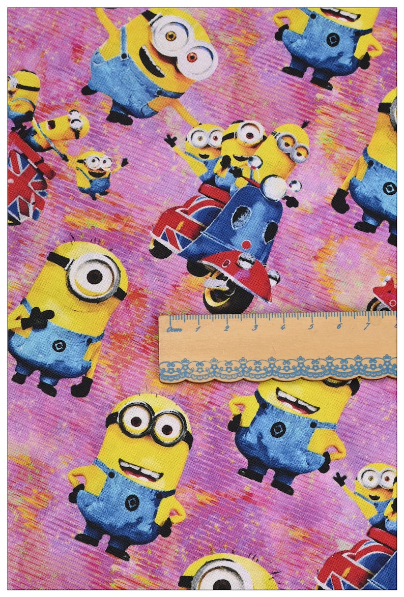 Minions Fabric Minions Big Eyes Fabric Cartoon Fabric Pure Cotton ...