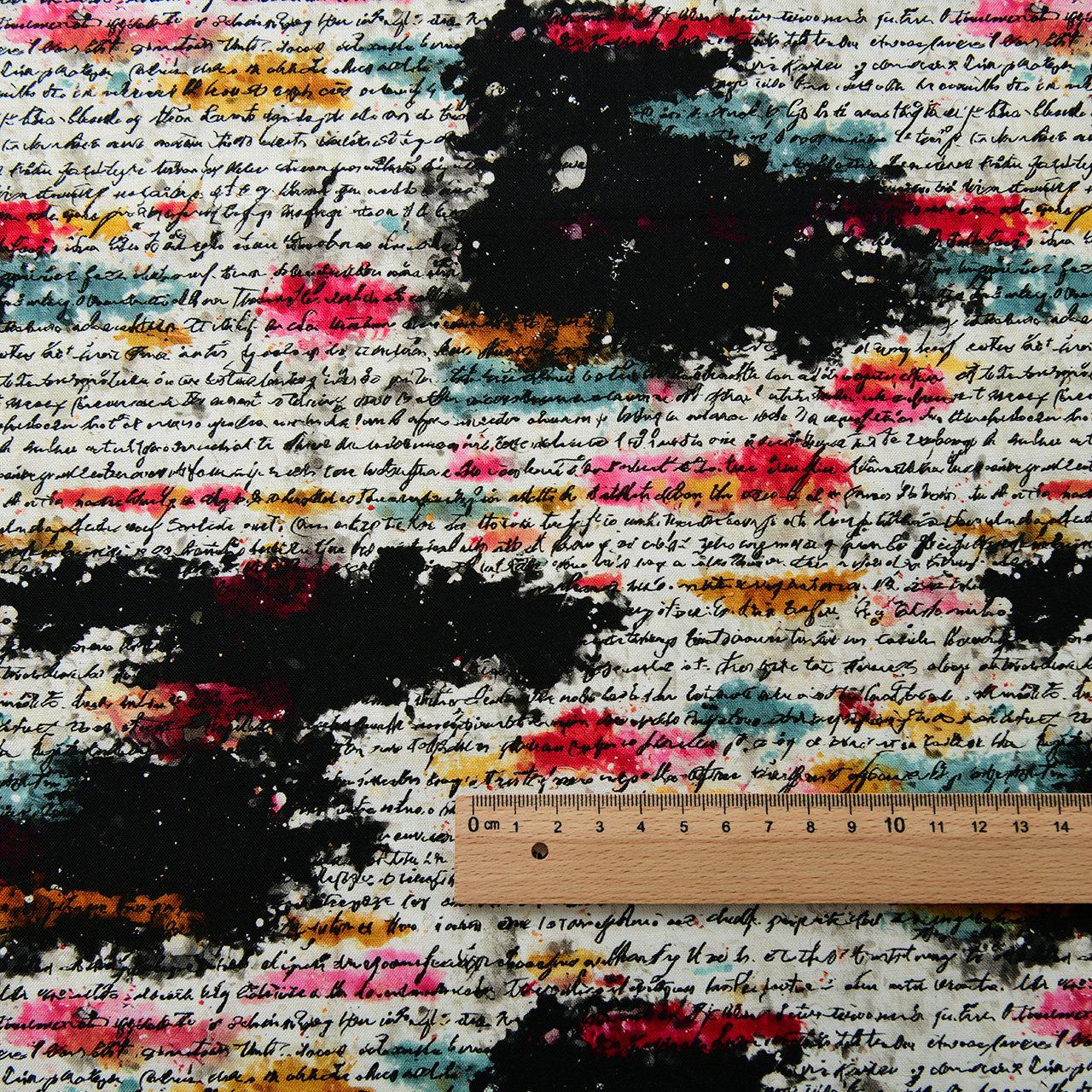 Vintage Script Text Splash Paint Fabric, Colorful Ink Splotch ...