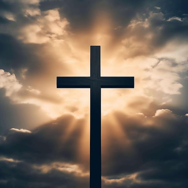 Christian Cross Art Fabric Panel, 40“ × 50“ Panel, 100% Cotton Fabric, Digital Print