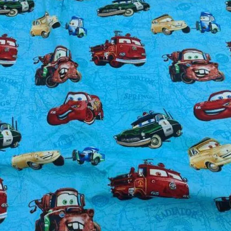 Disney Cars Pattern Disney Cars Fabric Lightening Mcqueen Fabric Pure Cotton Fabric by the ...