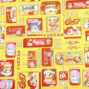Japan Fujiya Little Gilr Peko Chan Milky Candy Fabric Animation Fabric Cartoon Fabric Pure cotton Fabric by The Half Yard