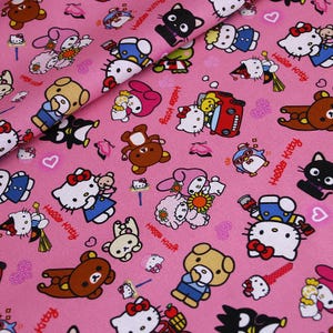 Hello Kitty Fabric Lucky kitty Fabric Fortune Cat Fabric Animation Fabric Cartoon Fabric Pure cotton Fabric by The Half Yard