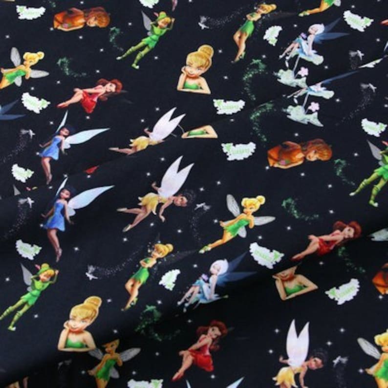 Disney's Tinker Bell Fabric Cartoon Fabric Pure Cotton Fabric by the ...