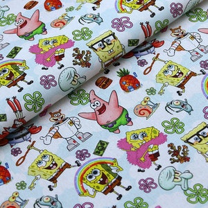 SpongeBob SquarePants Fabric SpongeBob Patrick Fabric Cartoon Fabric Pure cotton Fabric by The Half Yard