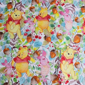 Winnie the Pooh Fabric Tigger Piglet Eeyore Fabric Cartoon Fabric Pure cotton Fabric by The Half Yard