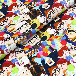 Disney&#39;s UP Collage Print Fabric Cartoon Fabric Pure cotton Fabric by The Half Yard