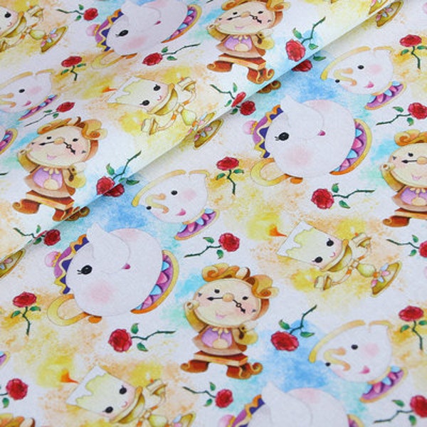Beauty and the Beast Fabric Cartoon Fabric Pure cotton Fabric by The Half Yard
