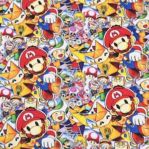 Nintendo Fabric Mario Retro Mario & Friends Fabric Cartoon Fabric Pure cotton Fabric by The Half Yard