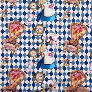 Alice Fabric Alice in Wonderland Fabric Cartoon Fabric Pure cotton Fabric by The Half Yard
