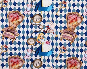 Alice Fabric Alice in Wonderland Fabric Cartoon Fabric Pure cotton Fabric by The Half Yard