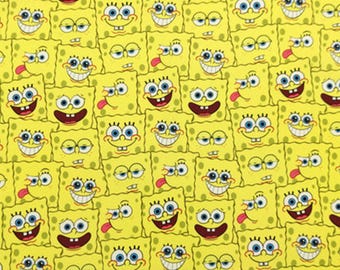 SpongeBob SquarePants Fabric SpongeBob Patrick Fabric Cartoon Fabric Pure cotton Fabric by The Half Yard