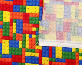 Building Blocks Fabric Construction Toy Bricks Fabric Kids Games Fabric Cartoon Fabric Pure cotton Fabric by The Half Yard