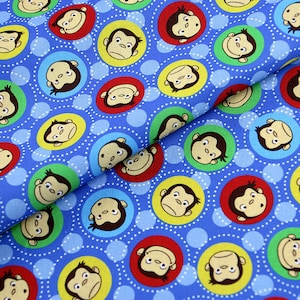 Curious George, Curious George Fabric Cartoon Fabric Pure cotton Fabric by The Half Yard