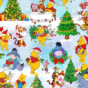 Winnie the Pooh Fabric Tigger Piglet Eeyore Fabric Cartoon Fabric Pure cotton Fabric by The Half Yard