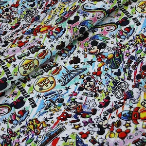 Disney Mickey Minnie Mouse Fabric Cartoon Fabric Pure cotton Fabric by The Half Yard
