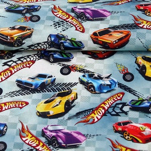 Tkanina Hot Wheels Car Fabric Cartoon Fabric Czysta bawełna Tkanina firmy The Half Yard