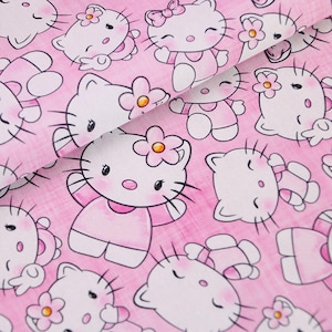 Hello Kitty-stof Lucky kitty-stof Fortune Cat-stof animatiestof Cartoonstof Puur katoenen stof op maat gesneden