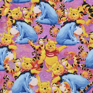 Winnie the Pooh Fabric Tigger Piglet Eeyore Fabric Cartoon Fabric Pure cotton Fabric by The Half Yard