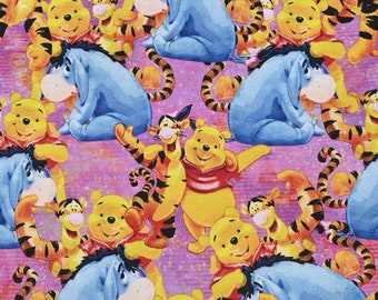Tela de Winnie the Pooh, Tigger, Piglet, Eeyore, tela de dibujos animados, tela de algodón puro de The Half Yard