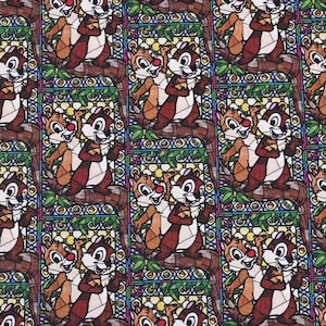 Tissu Chip and Dale Tissu de bande dessinée Tissu pur coton par demi-mètre
