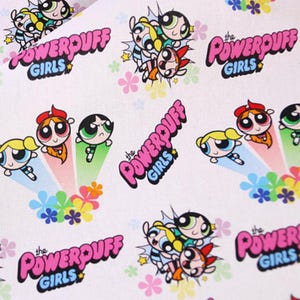 Tissu Powerpuff Girls Tissu d'animation Tissu de dessin animé Tissu en pur coton, mètre 1,30 m