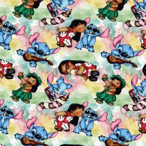 Lilo & Stitch Fabric Blue Koala Fabric Animation Fabric Cartoon Fabric Pure cotton Fabric by The Half Yard