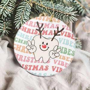 Tooth Christmas Ornament Gidt for Dental Hygienist Assistant Dentist Dental Office Decoration Cute Retro Tooth Ornament Dental Student Gift