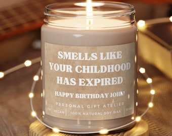 18th Birthday Candle Personalized Funny 18 Birthday Gift for Boys Girls Smells Like Your Childhood Has Expired Gift for Daughter Son Nephew