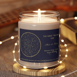 La nuit où vous avez dit oui, carte des étoiles personnalisée par date, cadeau fiancé pour elle, cadeau de bougie de fiançailles, cadeau de mariée personnalisé, cadeau de shower de bébé