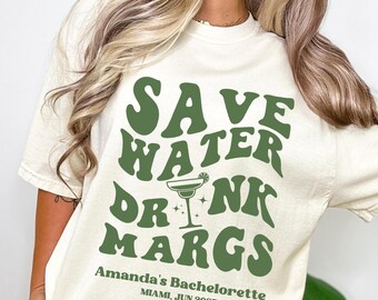 Save Water Drink Margs Bachelorette Party Shirt, Margs and Matrimony Final Fiesta Custom Mexico Tequila Bach Weekend Trip Bridesmaid Gifts