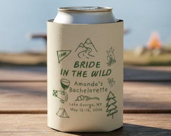 Camp Bachelorette Coozie, Custom Mountain Cabin Bridal Party Favor Bridesmaid Gifts