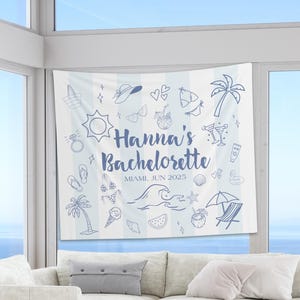 Beach Bachelorette Party Decor, Custom Location Bachelorette Tapestry Last Toast On The Coast Banner, Beach Bachelorette Photo Backdrop