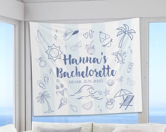 Decoração para festa de despedida de solteira na praia, tapeçaria personalizada para despedida de solteira, banner para último brinde na costa, cenário para fotos de despedida de solteira na praia