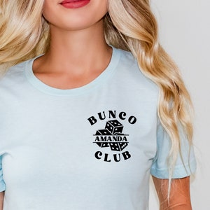 Chemise Bunco personnalisée, chemise nom Bunco Club, cadeau joueur Bunco, chemise de nuit jeu Bunco dames, chemise groupe de jeux de dés, cadeau bunco amoureux
