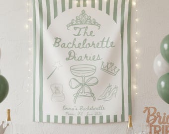 The Bachelorette Diaries Banner, Custom Princess Bachelorette Party Decor, Princess Bridal Shower Tapestry, Bach Diaries Backdrop