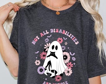 Camiseta de conscientização sobre deficiência, camiseta Nem todas as deficiências são visíveis, camiseta do mês do orgulho da deficiência, camiseta de saúde mental, camisetas de fibromialgia de Halloween