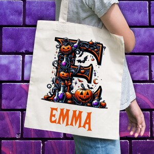Personalized Halloween Candy Bag, Trick Or Treat, Halloween Candy Bags for Kids, Kids Halloween Tote Bag, Candy Basket for Halloween Gift