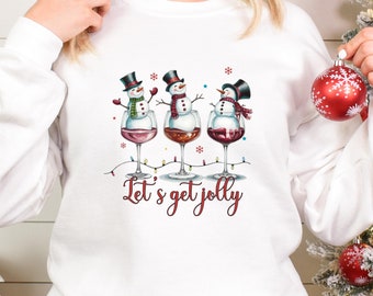 Bluza z nadrukiem wina świątecznego Zabawny strój do picia na imprezę świąteczną Świąteczny prezent z okrągłym dekoltem dla miłośników wina Sweter damski prezent dla mamy