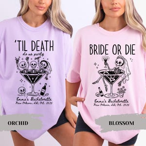 Bride or Die Til Death Do Us Party Skeleton Bachelorette Comfort Colors® Shirts Custom Halloween Spooky Bachelorette Party Gifts Girls Trip