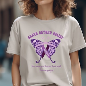 Fibromyalgia Awareness, Fibro Warrior Shirt,  Invisible Illness, Chronic Pain, Fighting Chronic Illness Shirt, Purple Butterfly Shirt