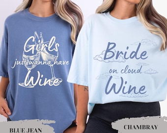 Chemises d'enterrement de vie de jeune fille vinicoles personnalisées T-shirts d'enterrement de vie de jeune fille mariés avec vin Chemise EVJF Comfort Colors® Cadeaux pour demoiselles d'honneur