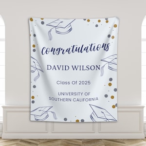 Personalized Graduation Banner Class of 2025, Custom Graduation Party Photo Backdrop Decor High School College Grad Congratilation Gift