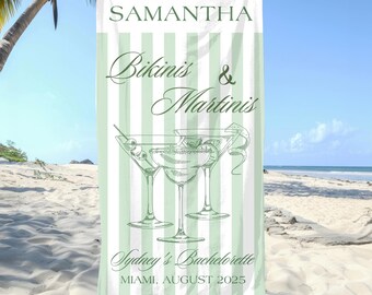 Toalhas de praia personalizadas para despedida de solteira, biquínis e martinis, toalhas de praia personalizadas para o Bach Club, presentes para madrinhas de fim de semana na praia