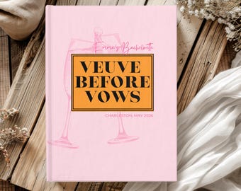 Veuve Before Vows Personalized Bachelorette Book Gift for Bride, Custom Last Rendez Veuve Champagne Bridal Shower Party Weekend Photo Album